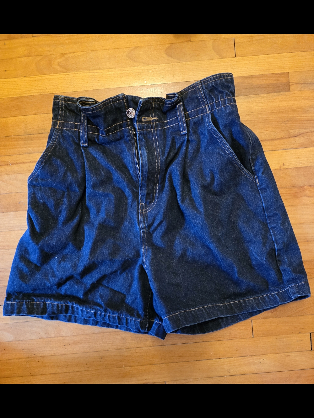 Aritzia High-Waist Dark Blue Denim Shorts